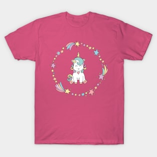 Cute Seated Unicorn Magical Illustration T-Shirt